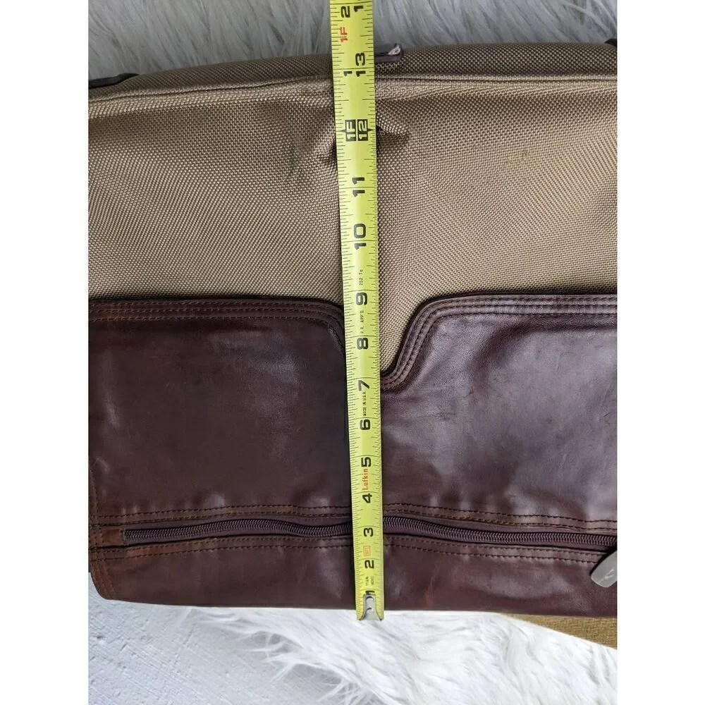 Fossil Messanger Bag Khaki Canvas Brown Leather Shoulder Strap Leather Detail Sn